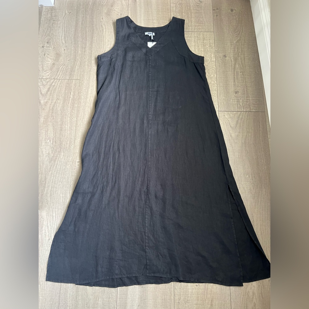 NWT DKNY Pure Linen Black Dress Size XL